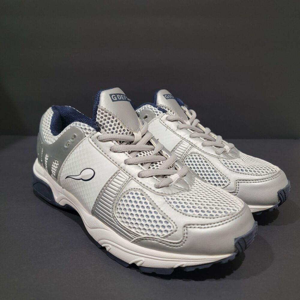 Gravity Defyer Mens Walking Shoes Size 7.5 Silver White Running Athletic Low Top